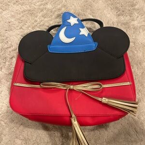 Disney 80 year Fantasia Red and Black purse with Blue Hat Design
